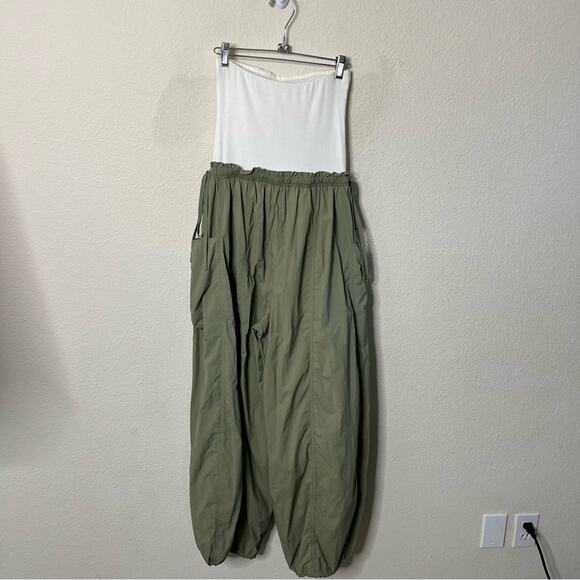 Daily Practice Anthropologie Best Shot Jumpsuit Green White Twofer Strapless XS - Picture 9 of 10
